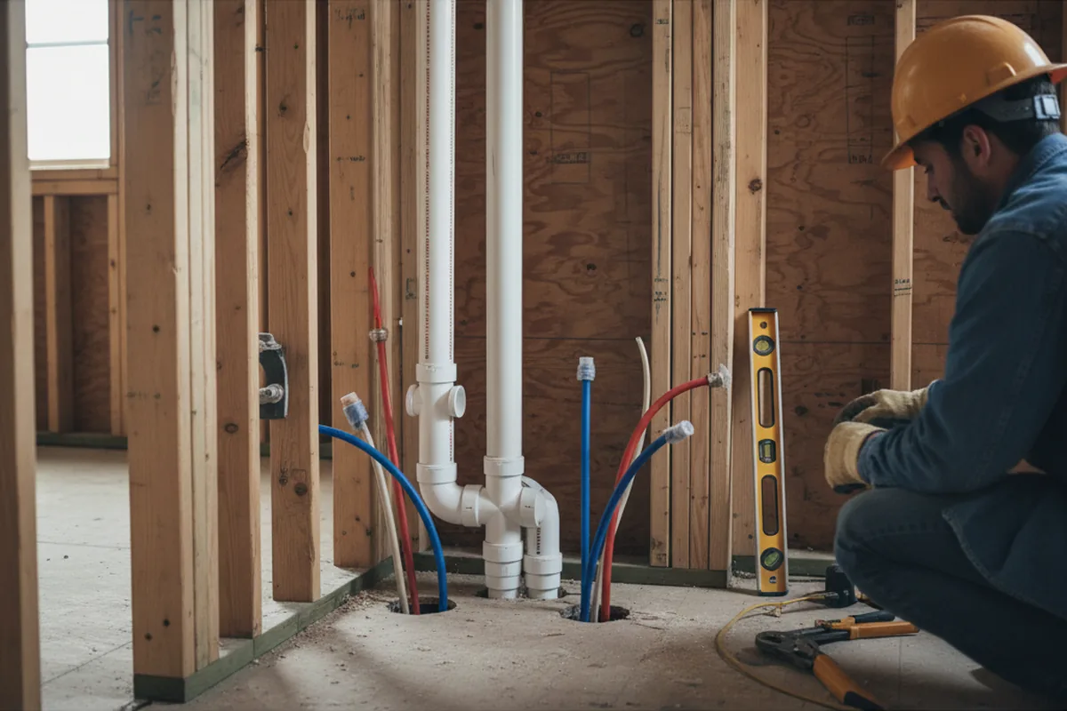 Drain and supply rough-in during Sump Pump Repair in Oxford